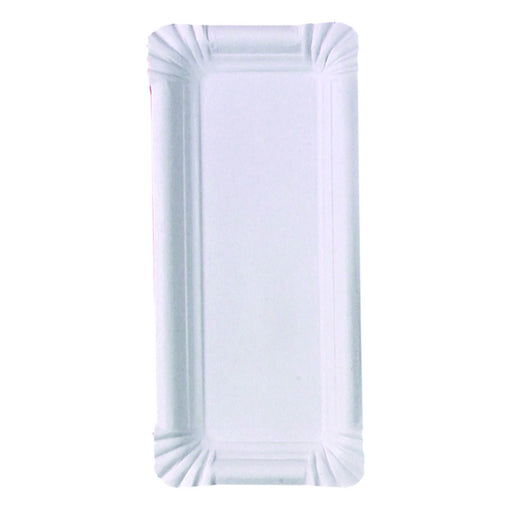 Assiette rectangulaire en carton recyclé blanc 240x110mm