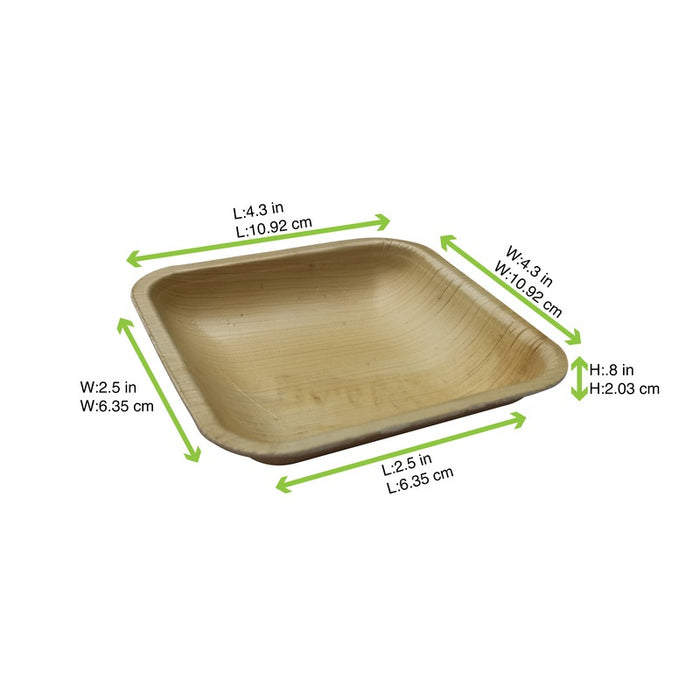 Assiette carrée en palmier 110x110mm H22mm