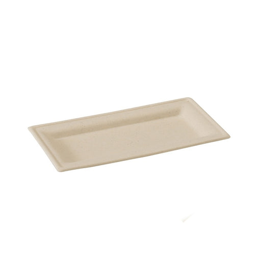 Assiette rectangulaire brune en pulpe 260x130mm