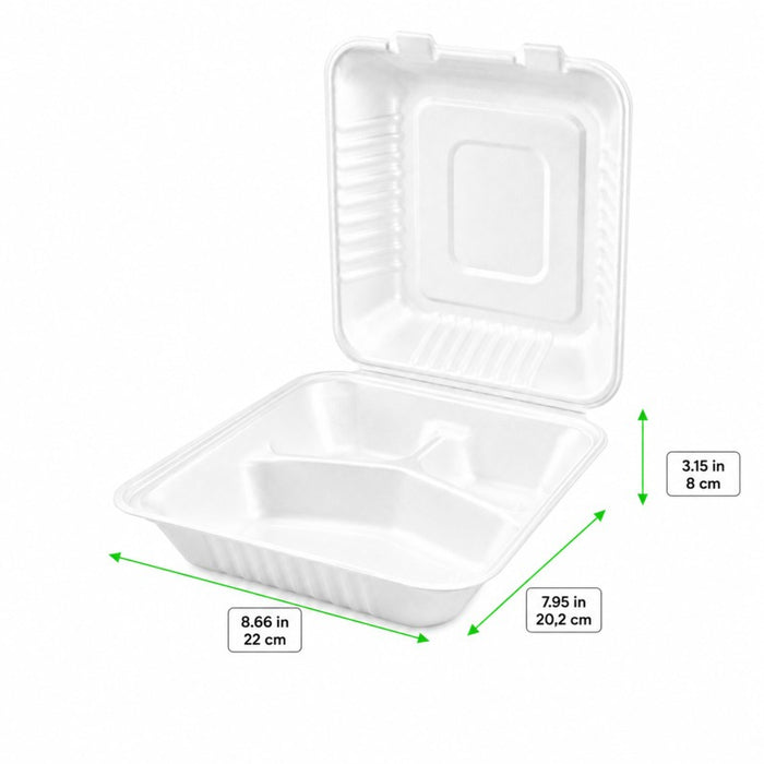 Coquille blanche pulpe 3 compartiments 220x200mm H80mm