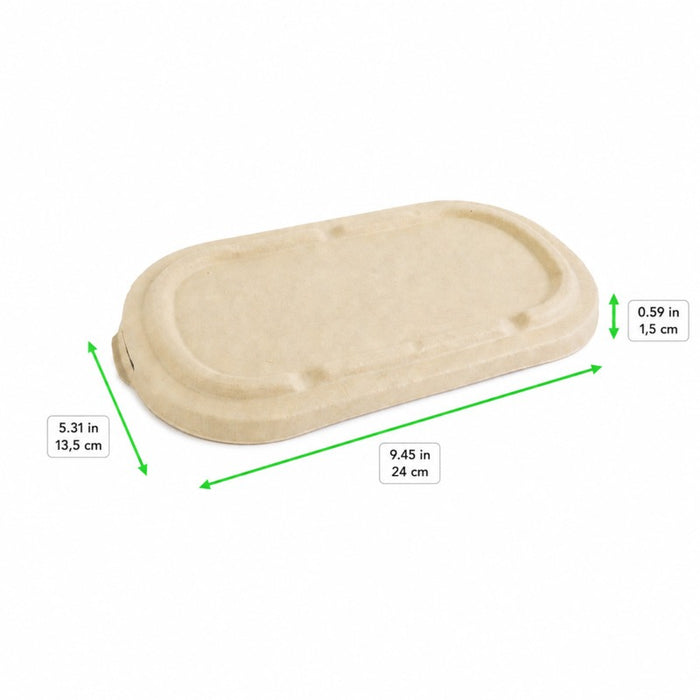 Couvercle plat rectangulaire brun en pulpe 240x135mm H15mm