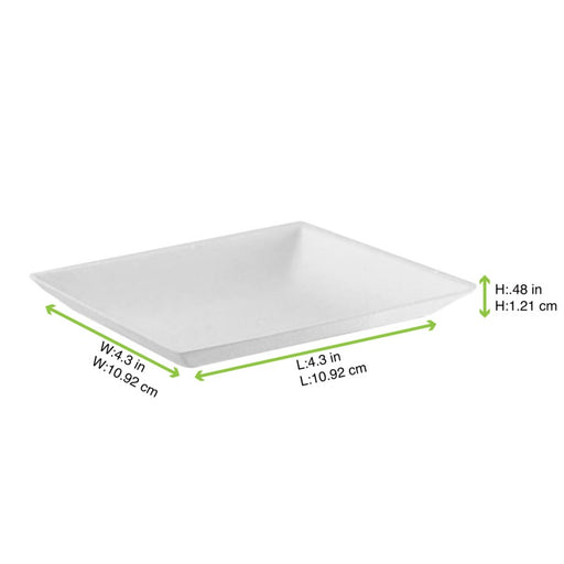 Assiette carrée blanche en pulpe "BioNChic" 110x110mm