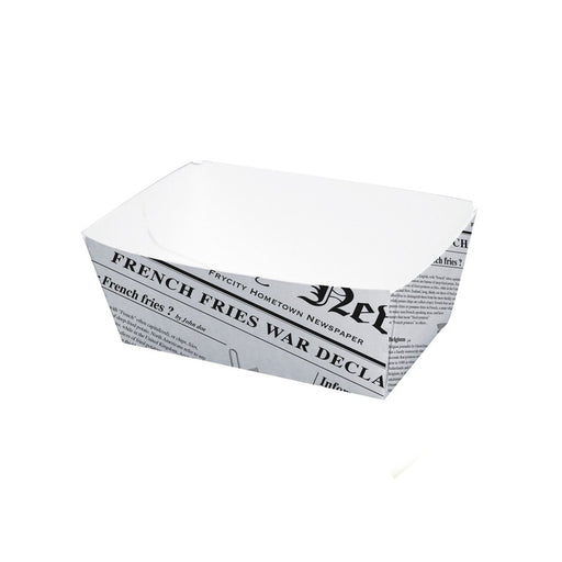 Barquette en carton décor journal 90x55mm H40mm 250ml