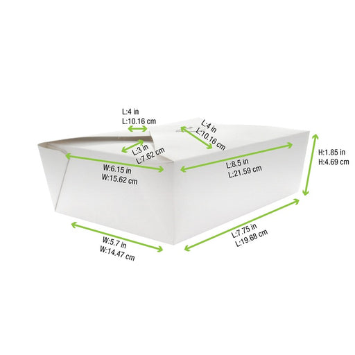 Boite repas carton blanc 217x160mm H50mm 1450ml