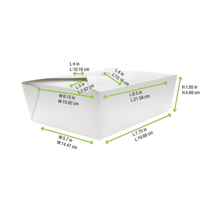 Boite repas carton blanc 217x160mm H50mm 1450ml