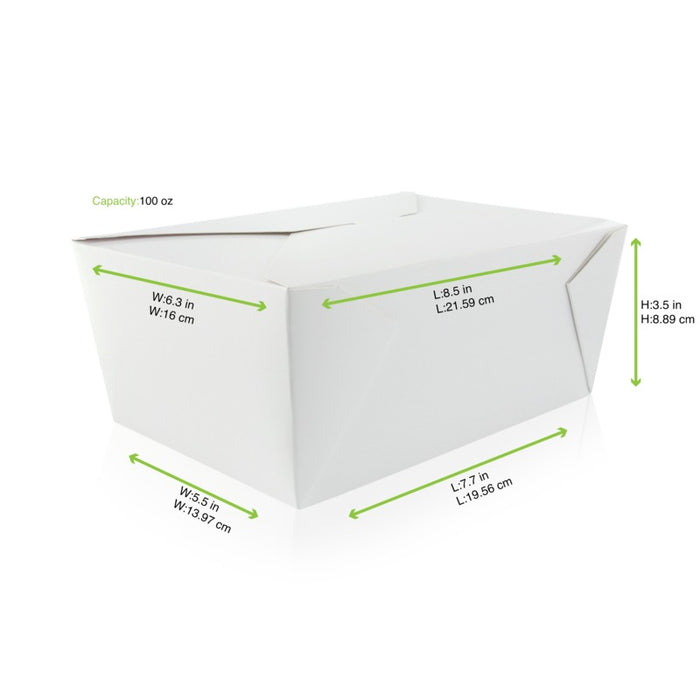 Boite repas carton blanc 226x167mm H92mm 3000ml