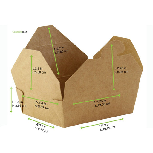 Mini boîte repas carton kraft 120x97mm H38mm 410ml