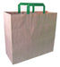 Sac cabas papier kraft brun recyclé avec anses vertes 320x170mm H340mm