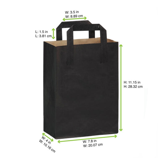 Sac cabas papier kraft brun recyclé imprimé noir 180x85mm H230mm