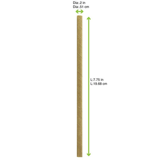 Paille en papier kraft brun H197mm