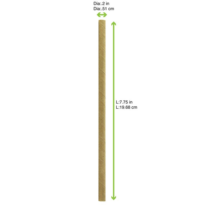 Paille en papier kraft brun H197mm