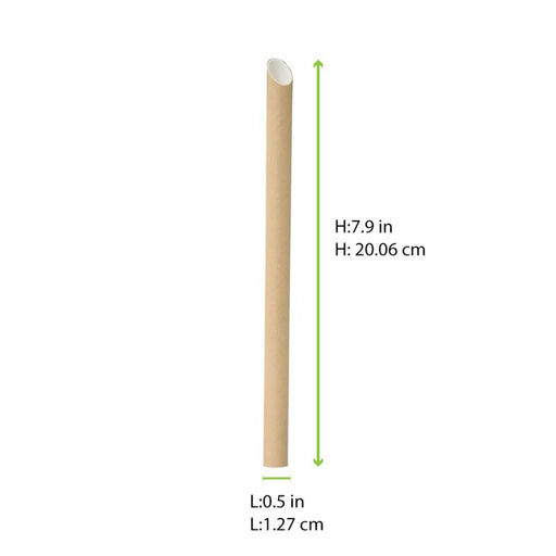 Paille biseautée Kraft pour Bubble Tea H200mm