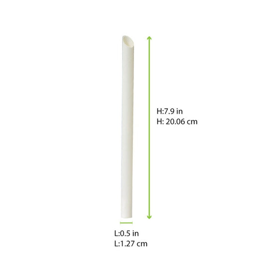 Paille biseautée blanche pour Bubble Tea H200mm
