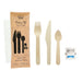 Kit couv bois 6 / 1: cout, four, cuil café, serv, sel, poivre, emb kraft H165mm