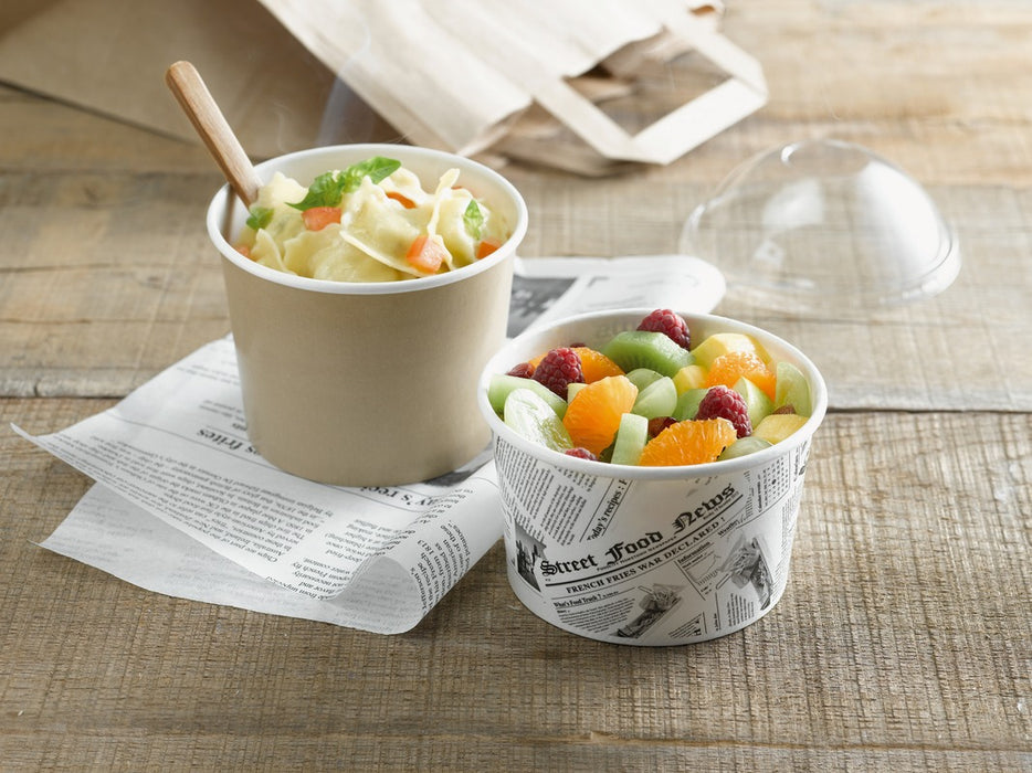 Pot "Deli" rond en carton kraft H52mm 370ml