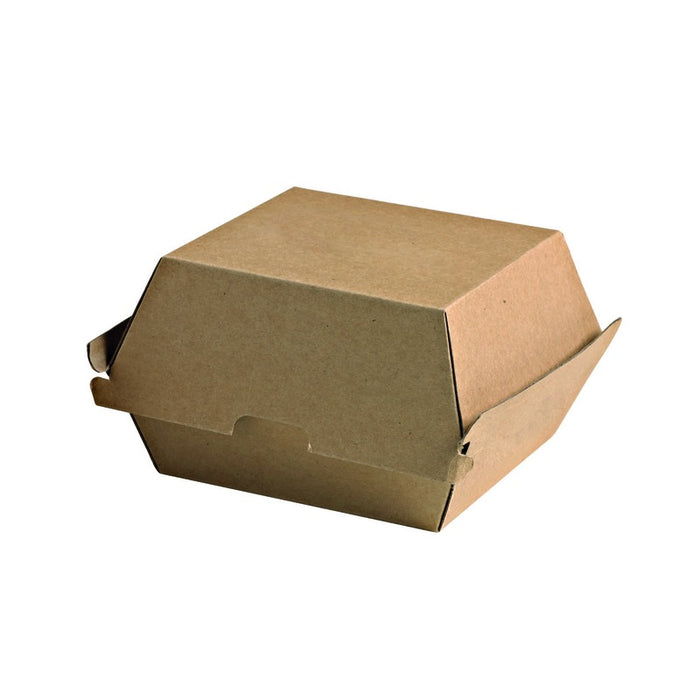 Boîte burger carton kraft brun microcannelé 145x130mm H100mm