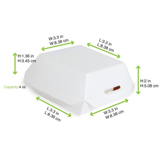 Mini boîte burger en carton blanc 98x95mm H50mm
