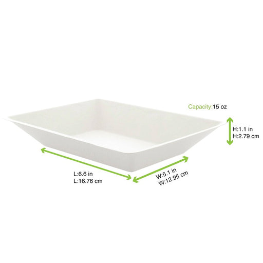 Assiette rectangulaire blanche en pulpe "Eco-Design" 170x130mm H28mm 450ml