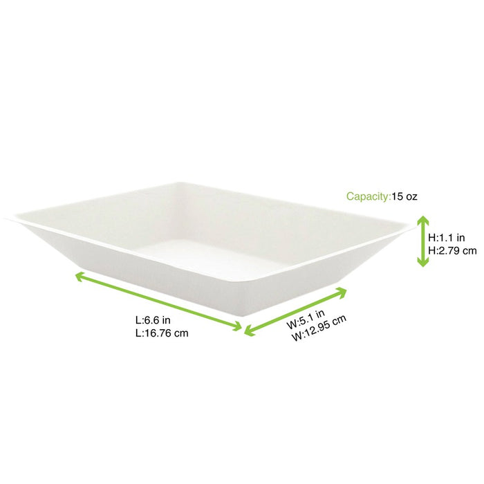 Assiette rectangulaire blanche en pulpe "Eco-Design" 170x130mm H28mm 450ml