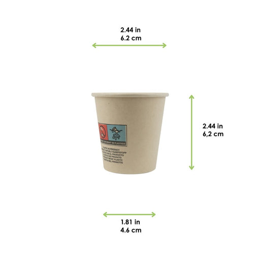 Gobelet blanc en carton fibre de bambou avec laminage plastique PE H62mm 120ml