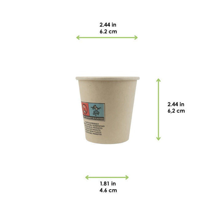 Gobelet blanc en carton fibre de bambou avec laminage plastique PE H62mm 120ml