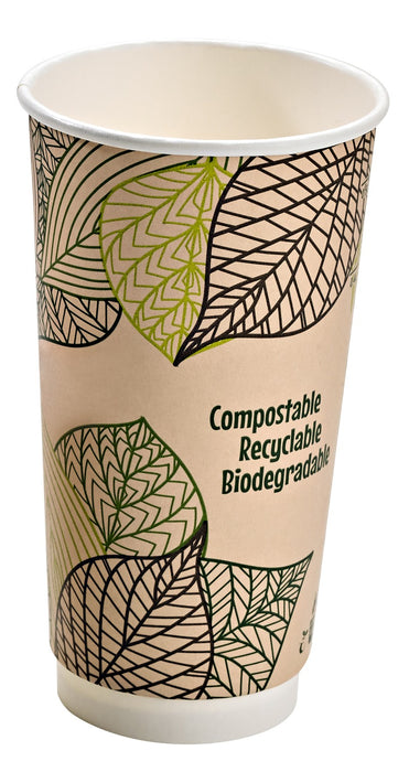 Gobelet en carton kraft brun à double paroi avec laminage PLA H159mm 590ml