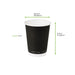 Gobelet en carton noir à double paroi sans matière plastique, Waterbased H110mm 350ml