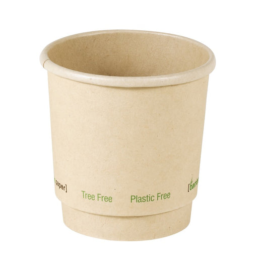 Gobelet brun en carton fibre de bambou à double paroi sans plastique, Waterbased H62mm 120ml