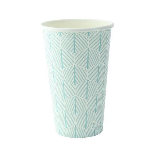 Gobelet carton blanc décor feuille H137mm 470ml