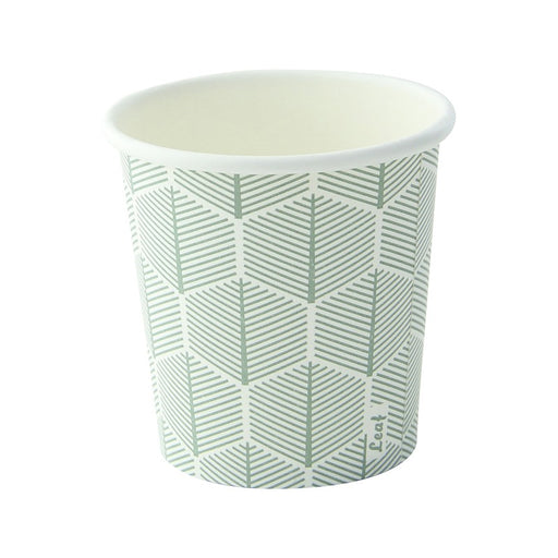 Gobelet carton blanc décor feuille H62mm 120ml
