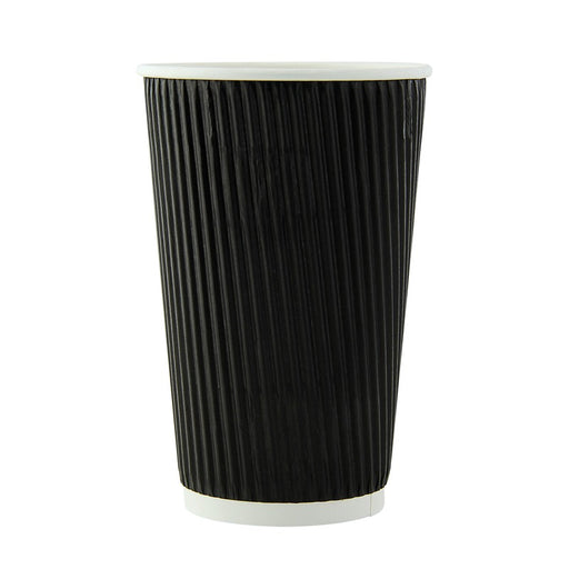 Gobelet carton double paroi noir "Rippley" H136mm 450ml