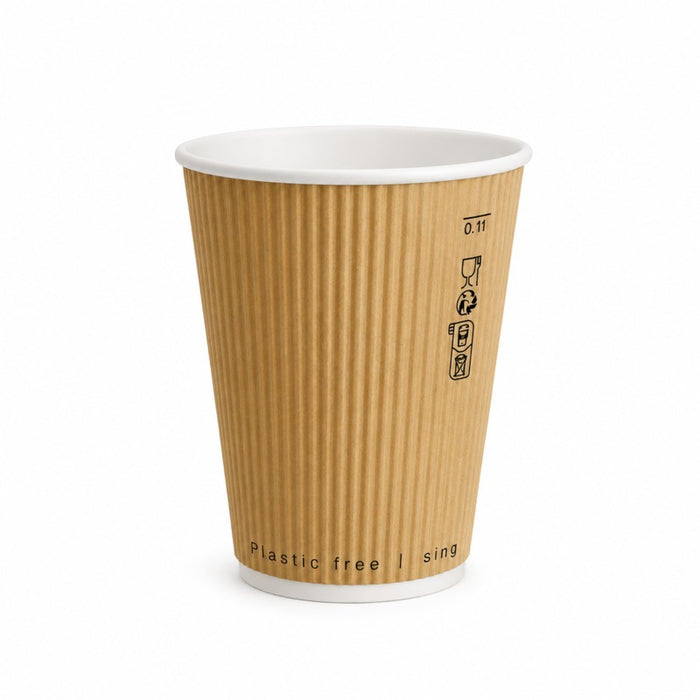 Gobelet carton double paroi beige "Rippley" H110mm 350ml