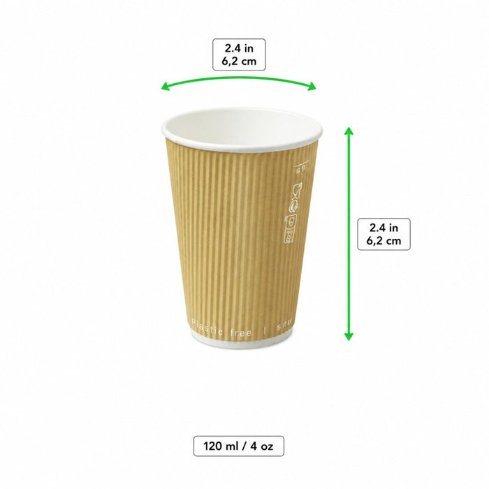 Gobelet carton double paroi beige "Rippley" H62mm 120ml