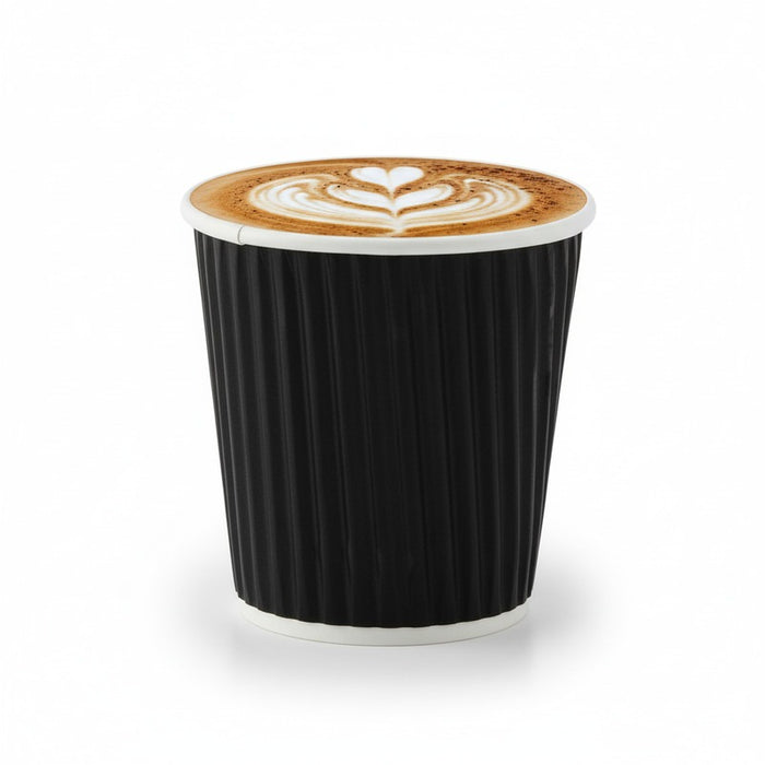 Gobelet carton double paroi noir "Rippley" H62mm 120ml
