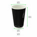 Gobelet Rippley en carton kraft ondulé noir à double paroi sans plastique, Waterbased H110mm 350ml