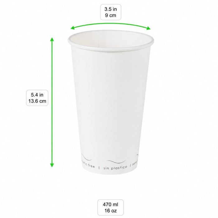 Gobelet Eden blanc en carton sans plastique, Waterbased H136mm 470ml