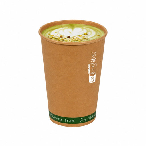 Gobelet Zen en carton kraft brun sans plastique, Waterbased H79mm 180ml