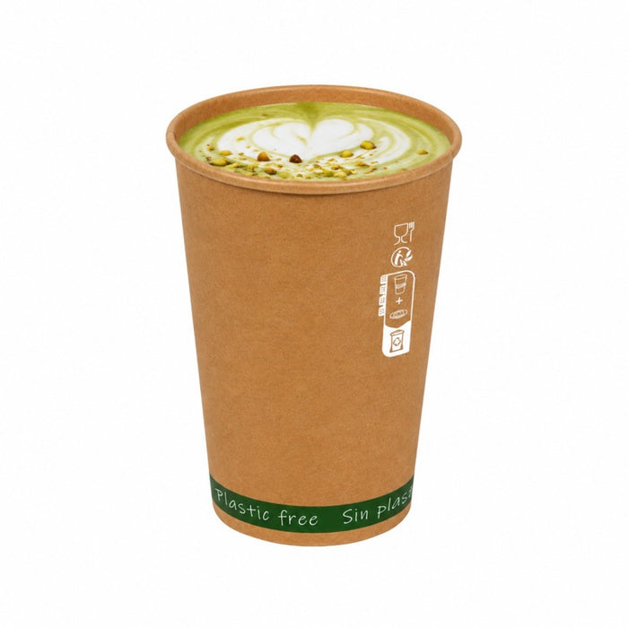 Gobelet Zen en carton kraft brun sans plastique, Waterbased H79mm 180ml