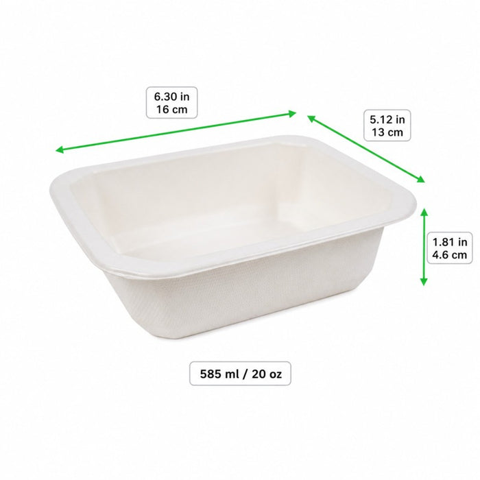 Barquette scellable pulpe laminée PLA "gastronorme" 1/8 160x130mm H46mm 585ml