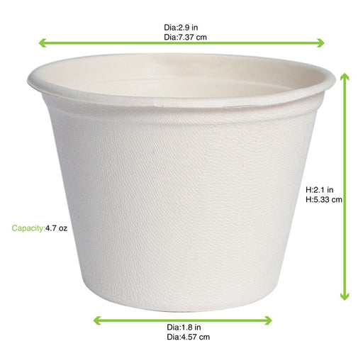 Pot à dessert blanc en pulpe de canne à sucre H53mm 133ml