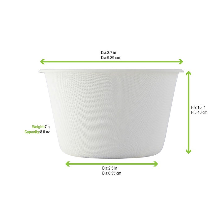 Pot à dessert blanc en pulpe de canne à sucre H55mm 240ml