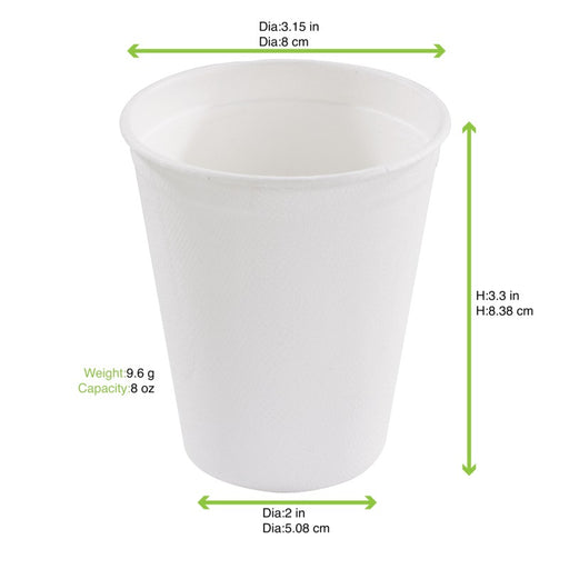Pot à dessert blanc en pulpe de canne à sucre H90mm 260ml