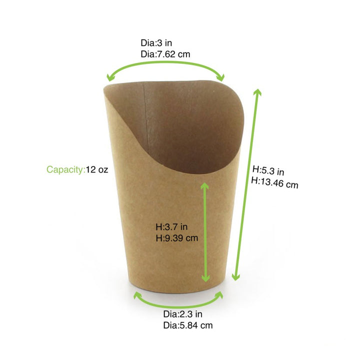 Gobelet snack carton brun H133mm 325ml