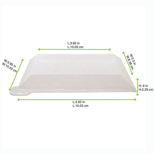Couvercle dôme transparent en plastique PET pour mise en bouche Klarity 100x100mm H16mm