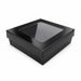 Boîte "Kray" carrée carton noir avec couvercle à fenêtre 155x155mm H50mm 950ml