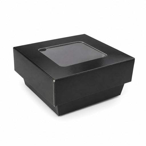 Boîte "Kray" carrée carton brun avec couvercle à fenêtre 85x85mm H40mm 200ml