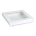 Boite "Kray" carrée carton blanc avec couvercle à fenêtre en PLA 155x155mm H50mm 900ml