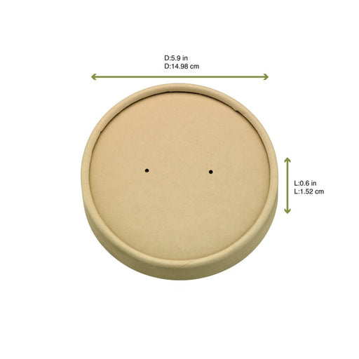 Couvercle plat brun en carton fibre de bambou sans matière plastique, Waterbased H16mm