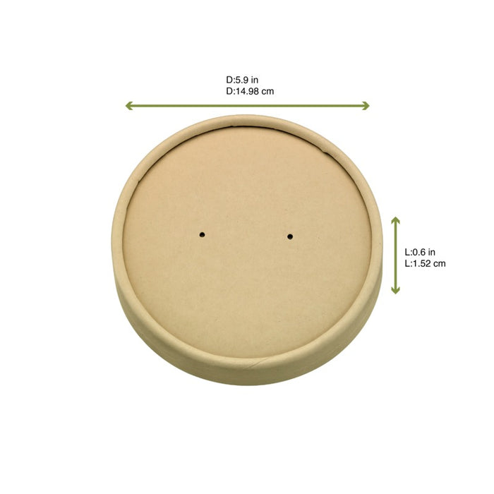 Couvercle plat brun en carton fibre de bambou sans matière plastique, Waterbased H16mm