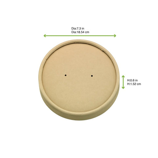 Couvercle plat brun en carton kraft sans matière plastique, Waterbased H16mm